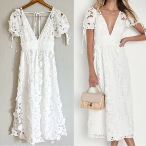 Lulus Elevated Sensation White 3D Floral
Embroidered Midi Dress